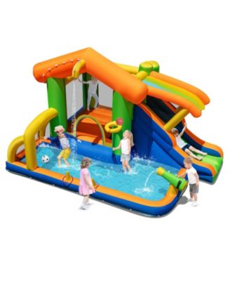 8-in-1 Inflatable Bounce House Water Park w/Slide Water Cannon w/ 480W Blower