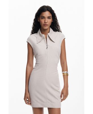 Women's Slim striped dress with short sleeves