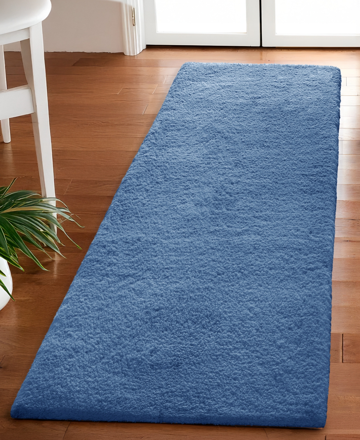 Madison Park Signature Marshmallow Bath Rug, 24" X 72" In Blue
