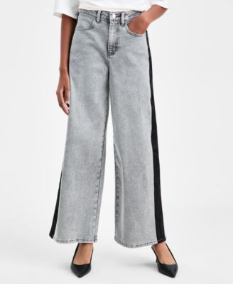 Women's High-Rise Side-Stripe Wide-Leg Jeans, Macy's Exclusive 