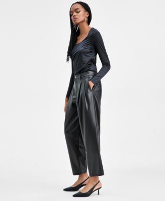 Women's Faux Leather Barrel-Leg Pants, Macy's Exclusive