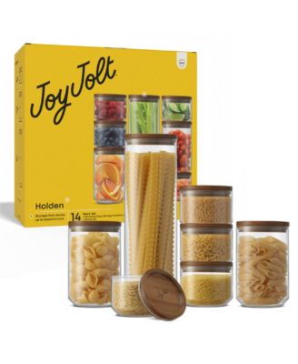 Holden 7-Pc. Stackable Glass Storage Canister Set with Wood Lids