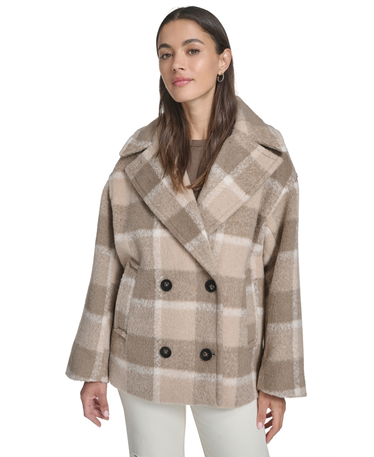 Levi's Women's Plaid Peacoat In Multi