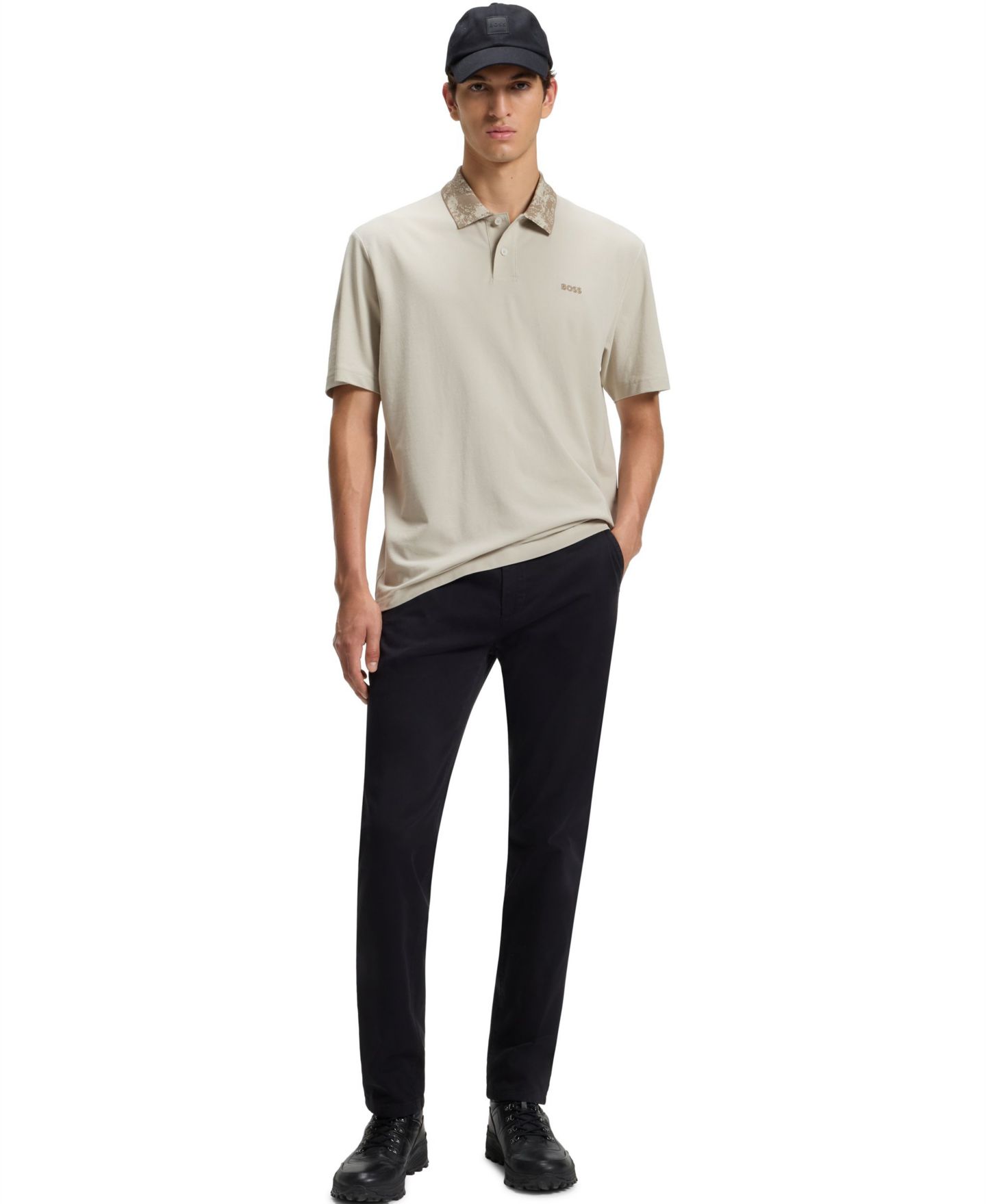 Мужское поло Hugo Boss Cotton Pique Relaxed-Fit Polo Shirt, цвет: Бежевый — фото 4