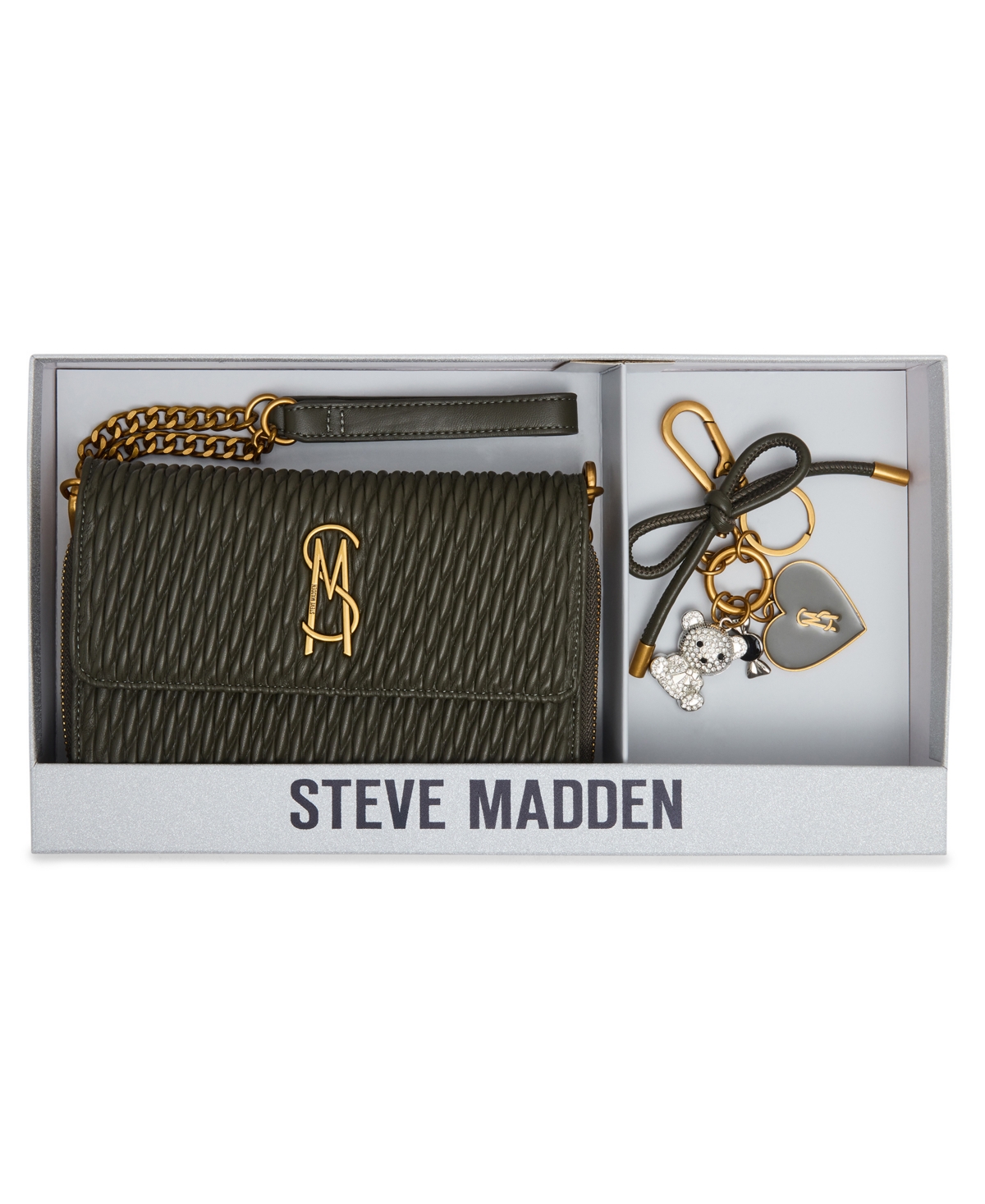Steve Madden Boxed Carina Matelasse Crossbody Wallet In Green