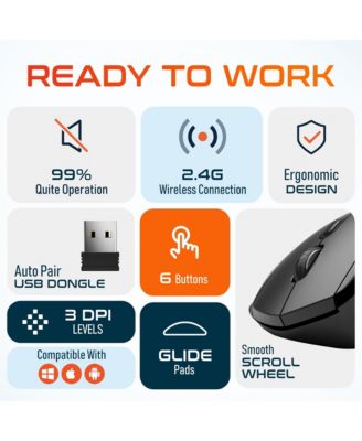 S30 Ergonomic Wireless Optical Mouse, 3 Adjustable DPI (DMERGS30-WB)