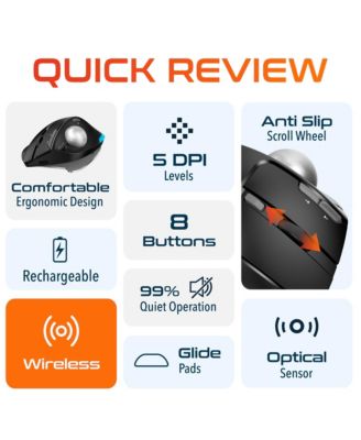 T100 Ergonomic Tilt Wireless Trackball Computer Mouse