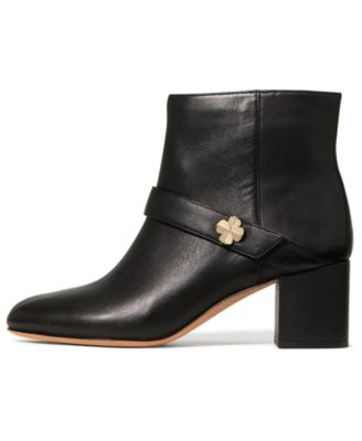 Women's Spade Flower Block Heel Ankle Booties