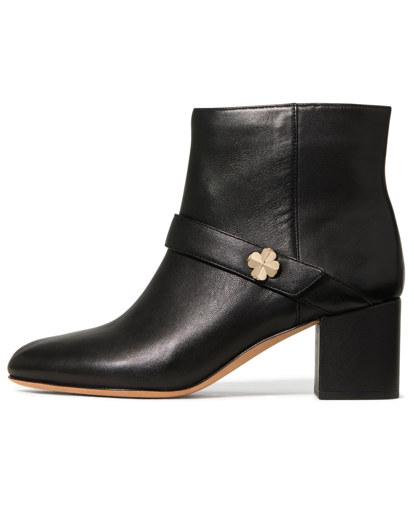 Женские ботинки Kate Spade New York Spade Flower Block Heel Ankle Booties, цвет: Чёрный кожаный — фото 6