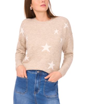 Vince Camuto - Women's Star-Print Dropped-Shoulder Sweater