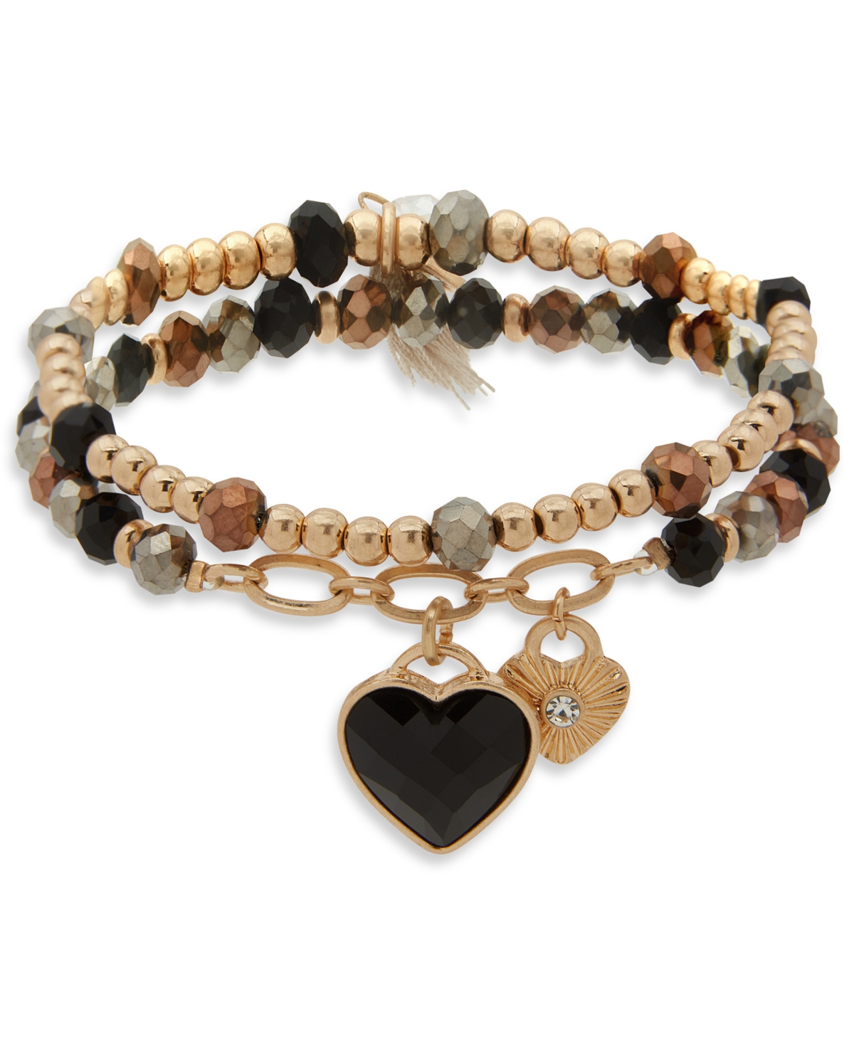 Lonna & Lilly Multi-stone Beaded Heart Stretch Bracelet In Multi