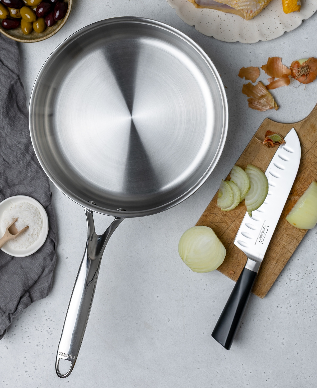 Cristel Castel Pro Ultraply Stainless Steel 5.5-quart Saute Pan In Metallic