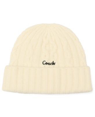 COACH - Women's Embroidered Cable-Knit Beanie Hat