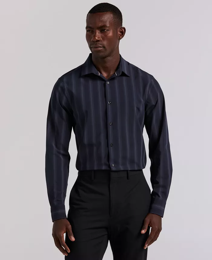 Men's Long-Sleeve Ombre Yarn-Dyed Stripe Shirt