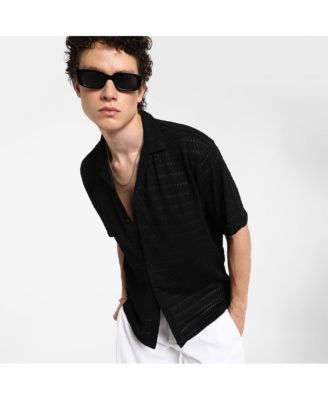 Men's Midnight Black Marquise-Knit Shirt
