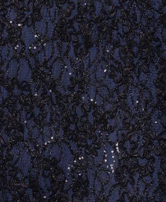 Petite High-Neck Sleeveless Lace Sheath Gown