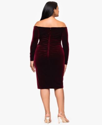 Plus Size Off-Shoulder Short Velvet Dress