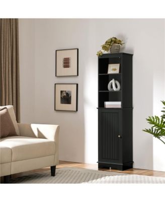 60.5” H Tall Bathroom Floor Cabinet with Single Door and Shelve