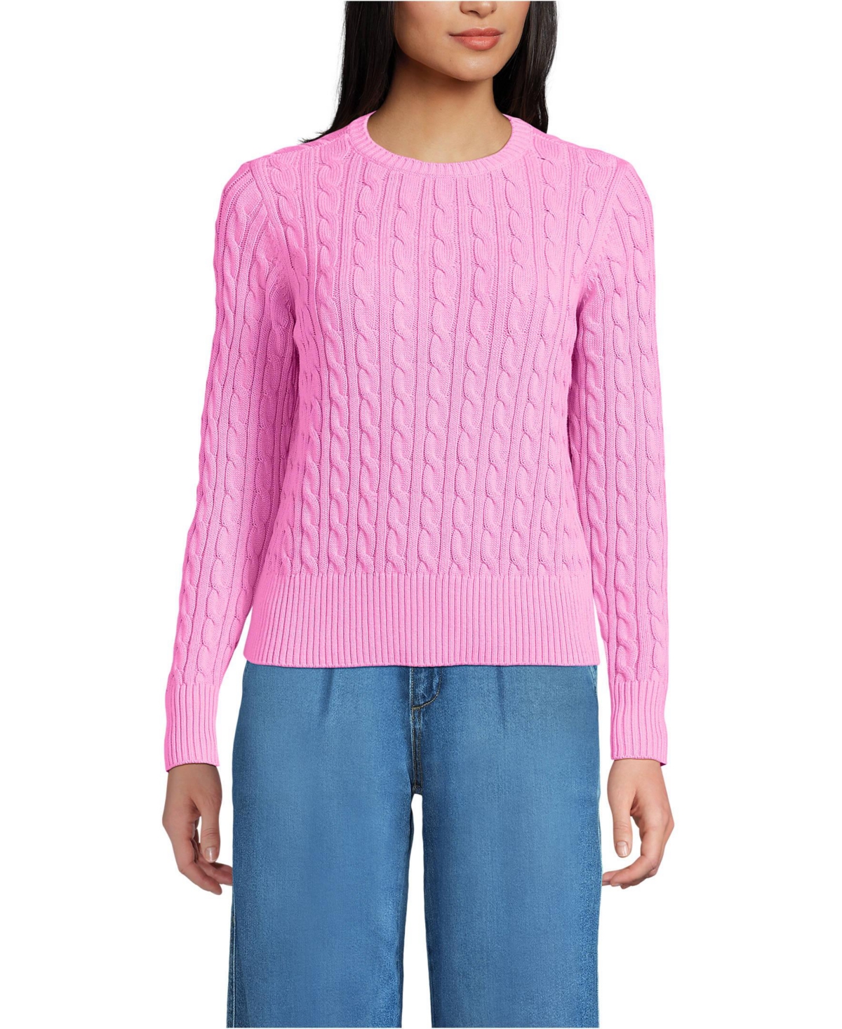 Lands' End Women's Drifter Modern Cable Crew Sweater