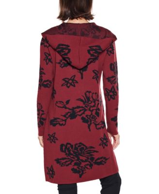  Women's Hooded Fall Botanicals Coatigan Sweater