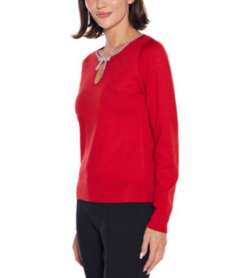 Women's Embellished Keyhole-Neck Sweater