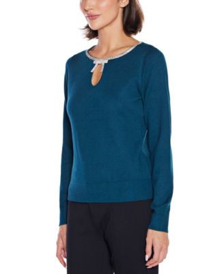 Women's Embellished Keyhole-Neck Sweater
