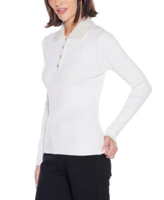 Women's Black Label Beaded Collar Sweater
