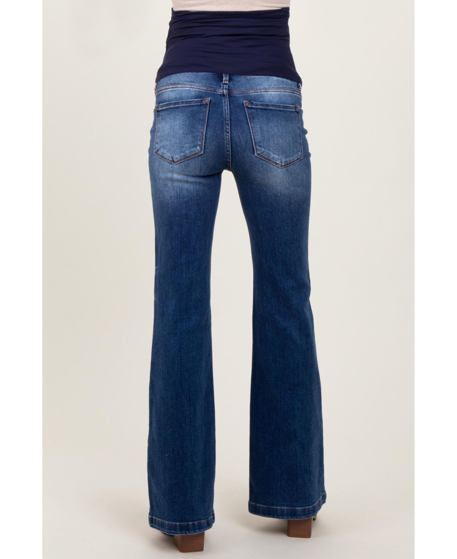 Women's Navy Blue Washed Flare Jeans