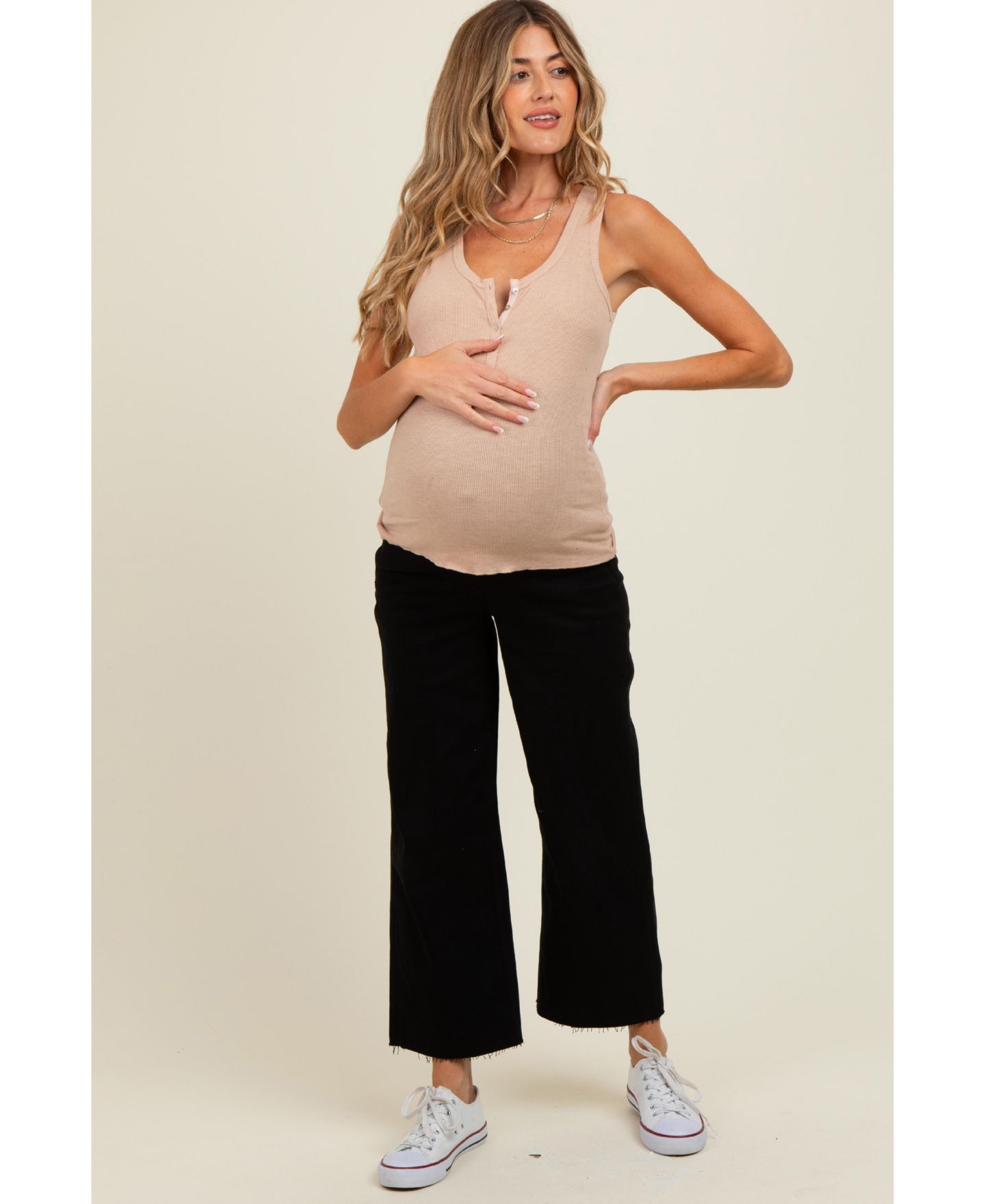 Женские джинсы Pinkblush Black Raw Hem Cropped Wide Leg, цвет: Чёрный — фото 5