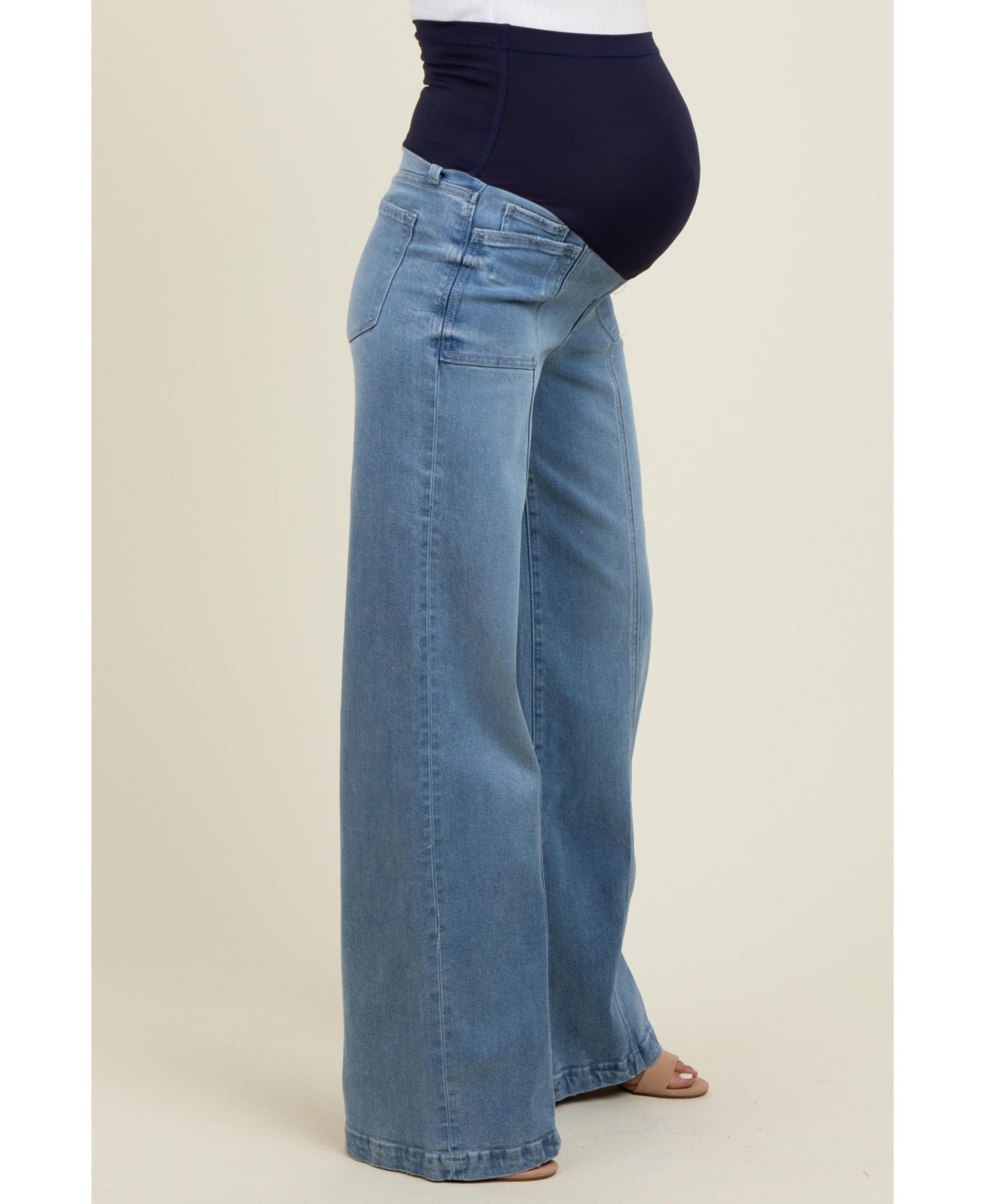 Женские джинсы Pinkblush Blue Front Seam Super Wide Leg, цвет: Синий — фото 2