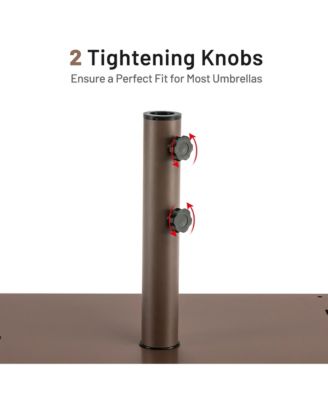 10 Ft Patio Table Market Umbrella w/ 24 Solar LED Lights & Heavy-duty Base