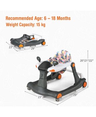 2-in-1 Baby Walker Foldable Activity Push Walker w/ Adjustable Height