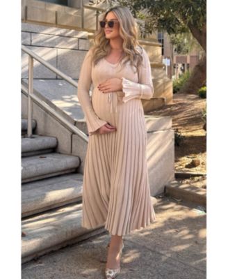 Maternity Black Ribbed Knit Maxi Dress