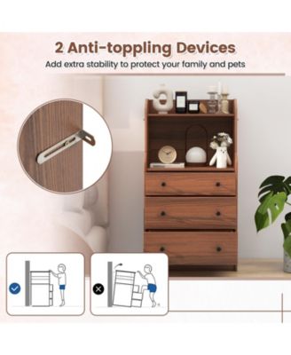 Modern Storage Dresser with Anti-toppling Device-White