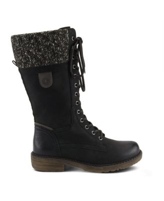 Yosemite Water-Resistant Winter Boots with Sweater Trim and Lace-Up Detail