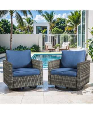 U-Frame 2-Piece Swivel Glider Wicker Outdoor Rocking Chair with Olefin Cushions