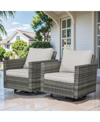 U-Frame 2-Piece Swivel Glider Wicker Outdoor Rocking Chair with Olefin Cushions