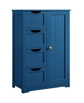Wooden Bathroom Cabinet 32.5-Inch Height with 4 Drawers and Cupboard