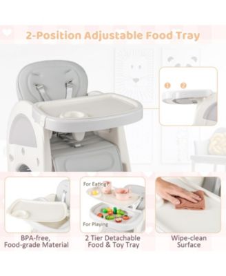 Convertible Baby Tall Chair 2-Tier Food Tray Feeding Chair for 18+ Month Olds