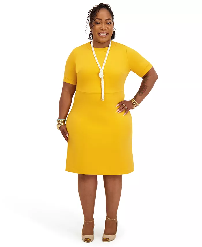 Women's Short Sleeve Crewneck Dress - thumbnail 6