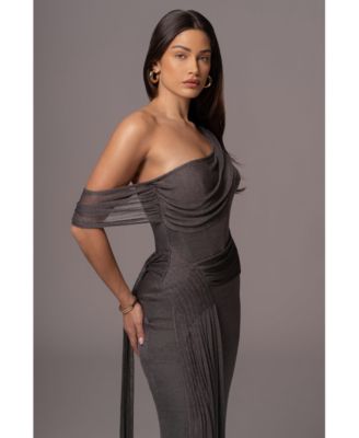 Draped Metallic Maxi Dress