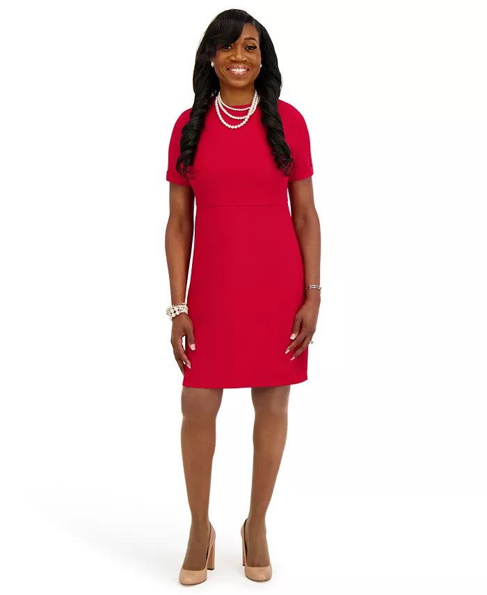 Women's Short Sleeve Crewneck Dress - thumbnail 9