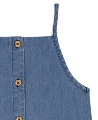 Baby Girls' Pointelle Rib Top and Denim Jumpsuit, 2-Piece Set
