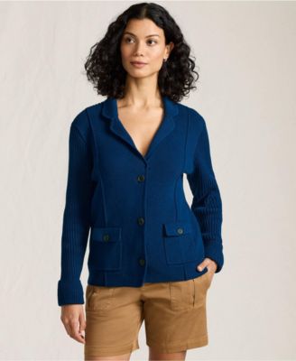 Women's Petite Drifter Ribbed Collared Blazer Sweater