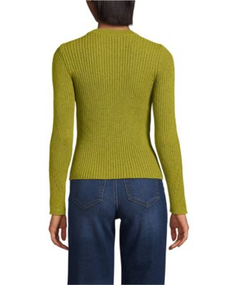 Women's Cotton Blend Marl Ribbed Crew Neck Sweater