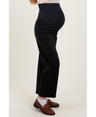 Maternity Black Cropped Wide Leg Jeans