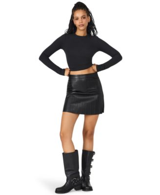Women's Isha Faux-Leather Pleated Mini Skirt