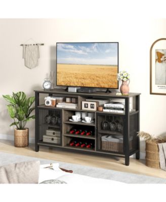 55-Inch Buffet Sideboard with 8-Bottle Wine Racks and Wine Glass Holders