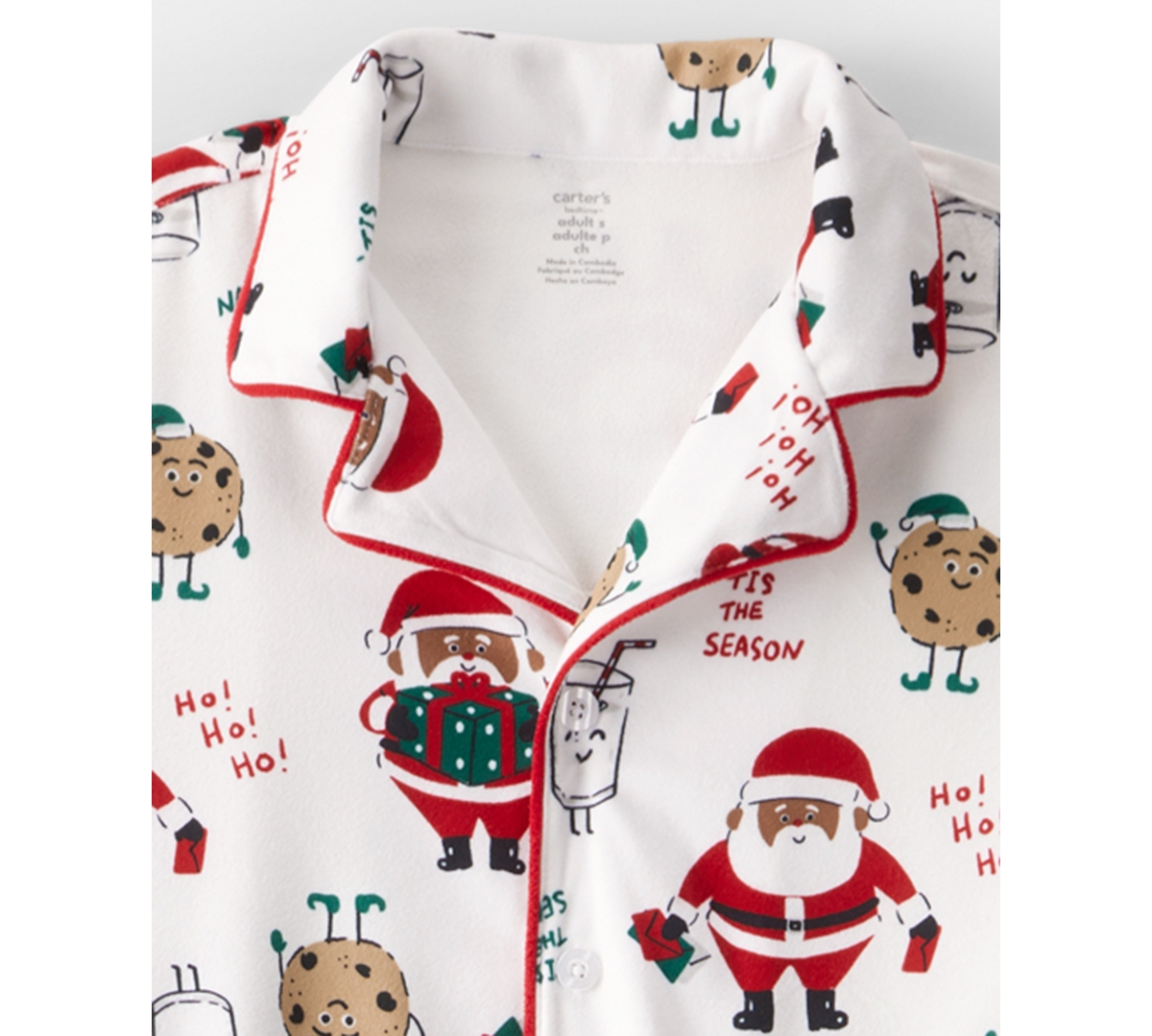 Carter's Adult Men Or Women 2-piece Christmas Santa Claus Print Pajama Set In White