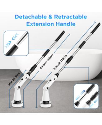 Electric Spin Scrubber - Power Shower Cleaning Brush with Extendable Handle & 4 Brush Heads for Bathrooms Window and Floor White/Black